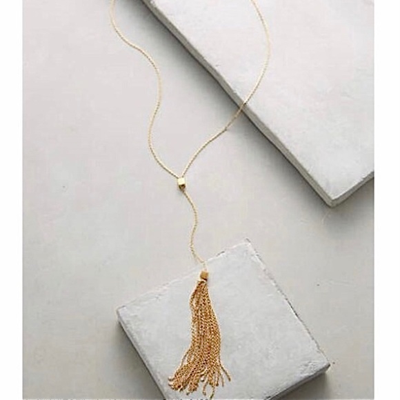 NEW Anthropologie 18k Gold Satya Cubed Lariat Necklace - Picture 7 of 11